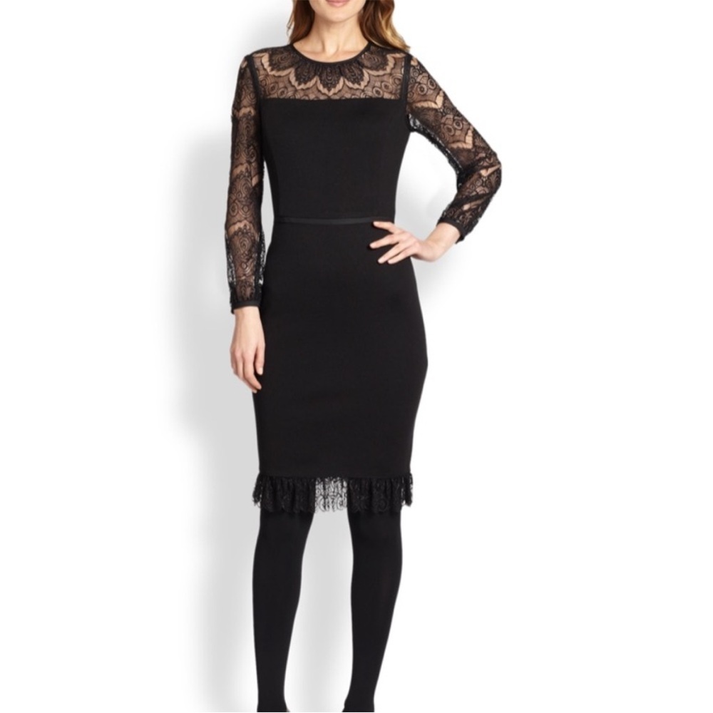Tory Burch Tiana Black Lace sleeve Dress - Picture 4 of 12